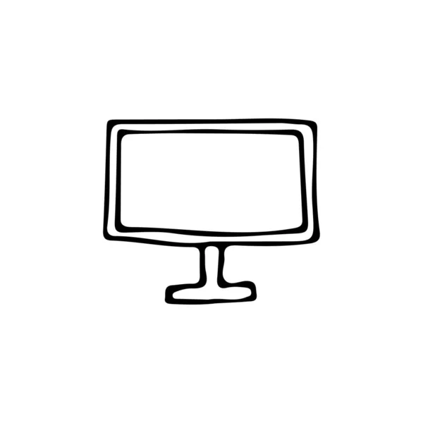 Ilustração Vetor Monitor Computador Desenhado Mão Monitor Computador Doodle Vetor — Vetor de Stock