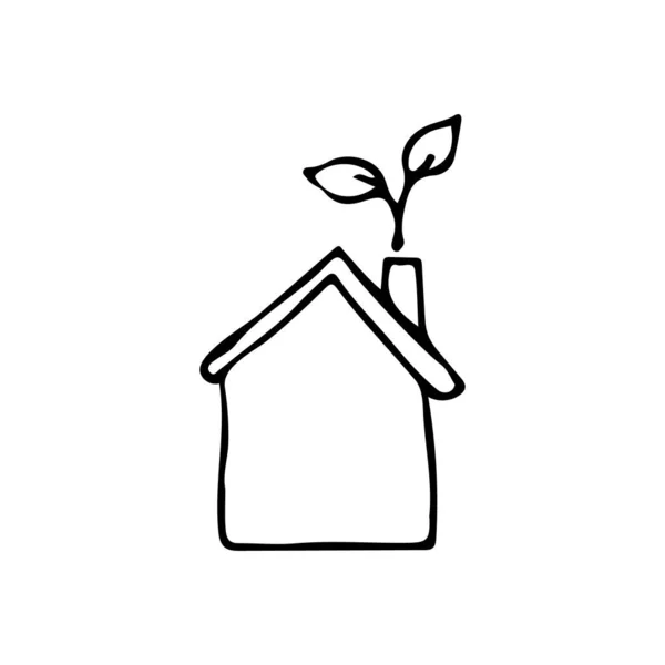 Icône Doodle Eco House Vecteur Sur Fond Blanc Icône Éco — Image vectorielle