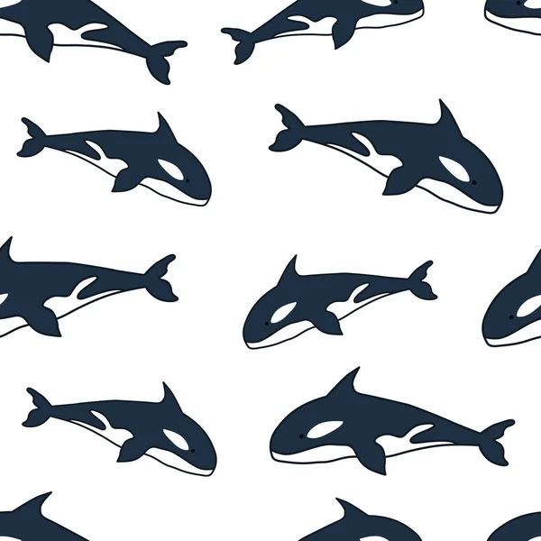 Bezproblémová Konstrukce Velrybího Vzoru Oceán Zvířata Vzor Kosatkou — Stockový vektor