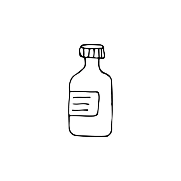 Doodle Frasco Médico Para Medicina Líquida Botella Médica Extraída Mano — Archivo Imágenes Vectoriales