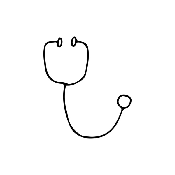 Ikona Stetoskopu Doodle Ručně Kreslená Ikona Stetoskopu Ikona Medicíny Vektoru — Stockový vektor
