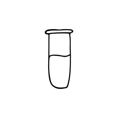 Vektör olarak karalama matarası simgesi. Tıbbi test tüpü ikonu vektörde. Vektörde el çizimi matara simgesi
