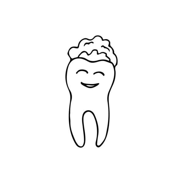 Doodle Rozmazany Pastą Zębów Ilustracja Wektora Mycia Zębów Doodle Doodle — Wektor stockowy