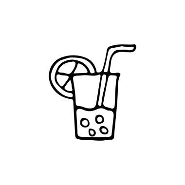 Vektör olarak Doodle kokteyli ikonu. Vektörde elle çizilmiş kokteyl simgesi.