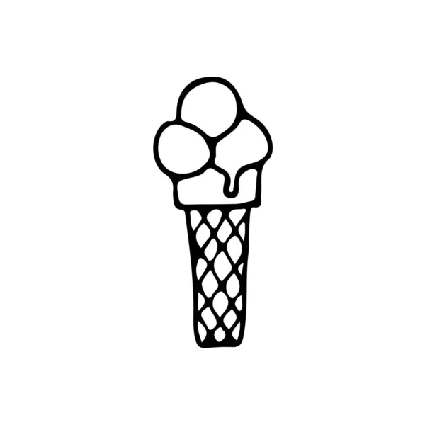Doodle Icône Crème Glacée Dans Vecteur Icône Crème Glacée Dessinée — Image vectorielle