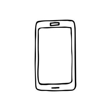 Doodle telefon vektör simgesi. El yapımı telefon ikonu. Doodle cep telefonu simgesi