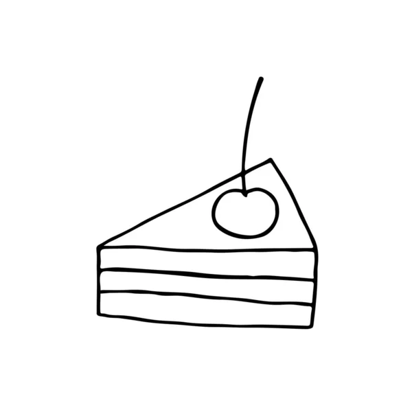 Icona Del Vettore Doodle Pie Icona Torta Disegnata Mano Nel — Vettoriale Stock