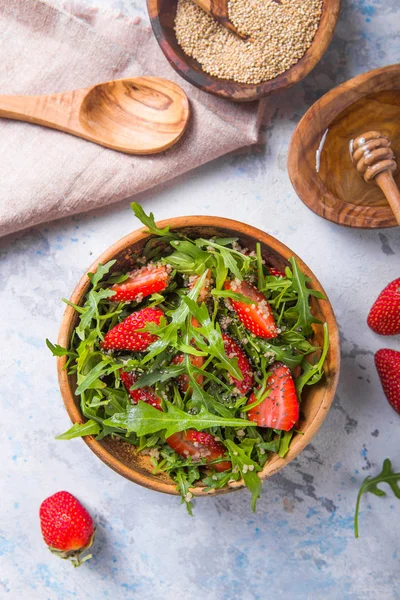 Diet menu concept. Summer Healthy salad with quinoa, strawberry,