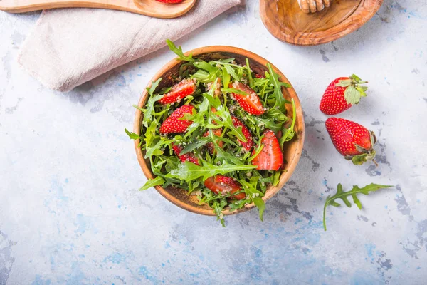 Diet menu concept. Summer Healthy salad with quinoa, strawberry,