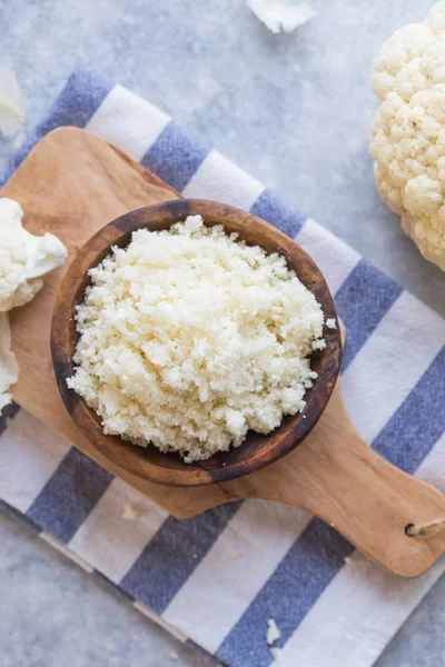 Cauliflower Flour Vegetable Cutting Board Healthy Food Yop View — Stock Photo, Image