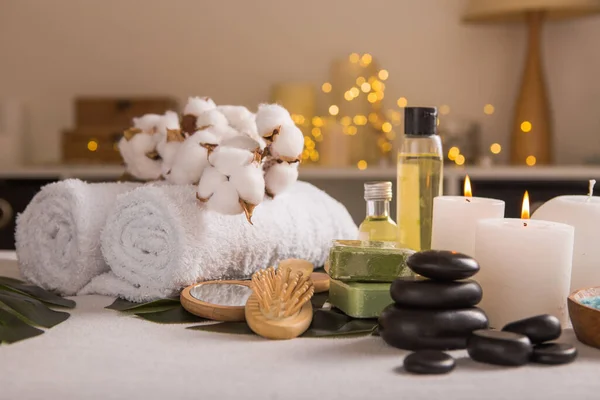 Spa Komposition Mit Weihnachtsdekoration Holiday Spa Behandlung Konzept Zen Und — Stockfoto