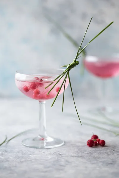 Różowy Moktail Bliska Napoje Winem Różanym Prosecco Napojach Egzotyczna Francuska — Zdjęcie stockowe