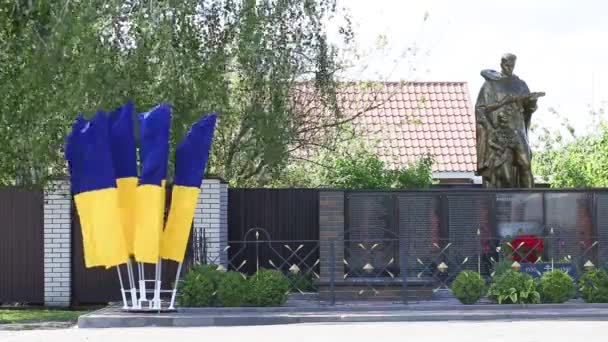 Kiev Oekraïne Mei 2020 Tweede Wereldoorlog Ukraine Vlag Bij Monument — Stockvideo