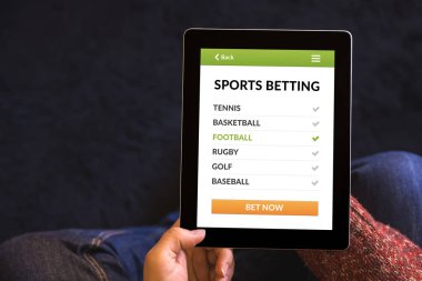 Spor kavram ekranda bahis ile tablet holding eller