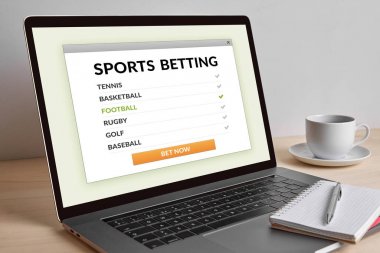 Kavramı modern dizüstü bilgisayar ekranında bahis spor 