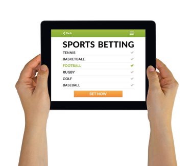 Spor kavram ekranda bahis ile tablet holding eller