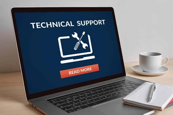Technical support concept on laptop computer screen