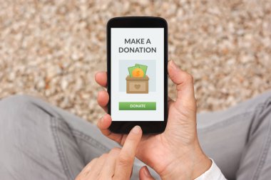 Kavram smartphone ekranında bağış