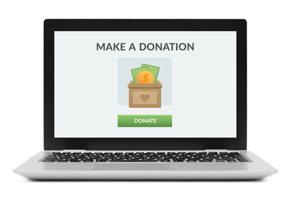 Donation concept on laptop computer screen