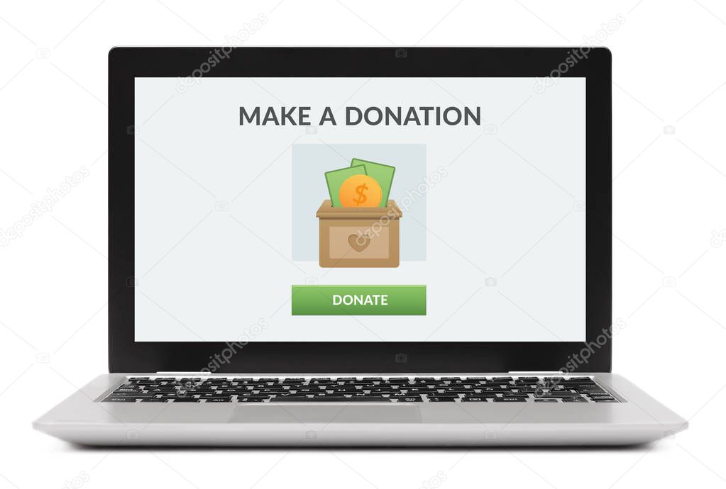 Donation concept on laptop computer screen