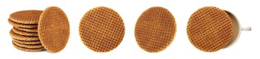Dutch stroopwafels set isolated on white 