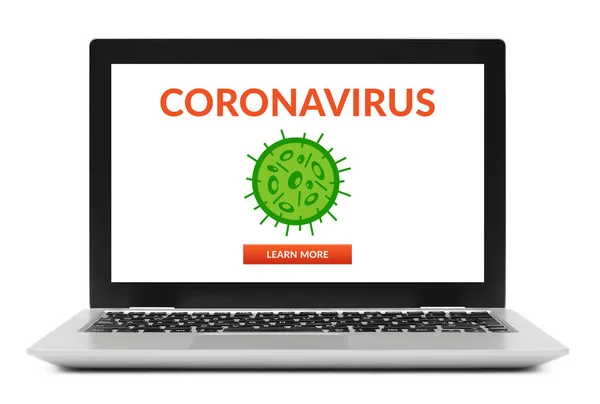 Coronavirus Concepto Covid Pantalla Del Ordenador Portátil Distanciamiento Social Aislado — Foto de Stock