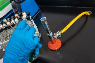 Bunsen brülörü endotermik reaksiyonlar için kullanılır. Laboratuvar Bunsen ocağı. Laboratuvar gaz alevi