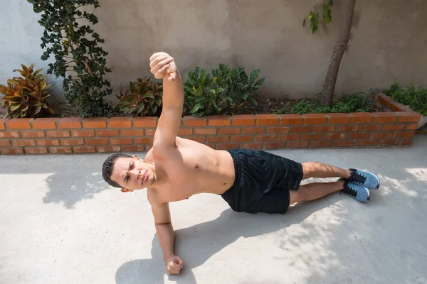 Sports Fitness Man Working Out Home — Stock Photo, Image