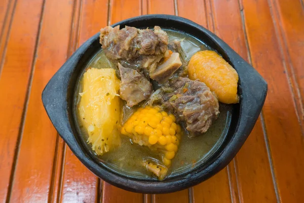 Délicieuse Soupe Aux Côtes Dans Bol Alimentation Colombienne — Photo