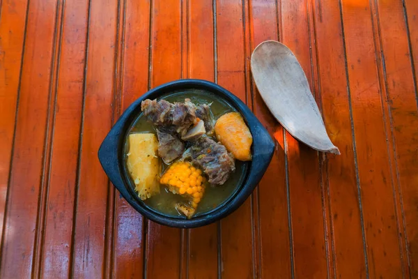 Tradicional Sancocho Costilla Culinária Colombiana — Fotografia de Stock