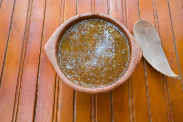 Foreground Lentil Soup Lentils Have Been Cooked Hours Form Own — Stock Photo, Image