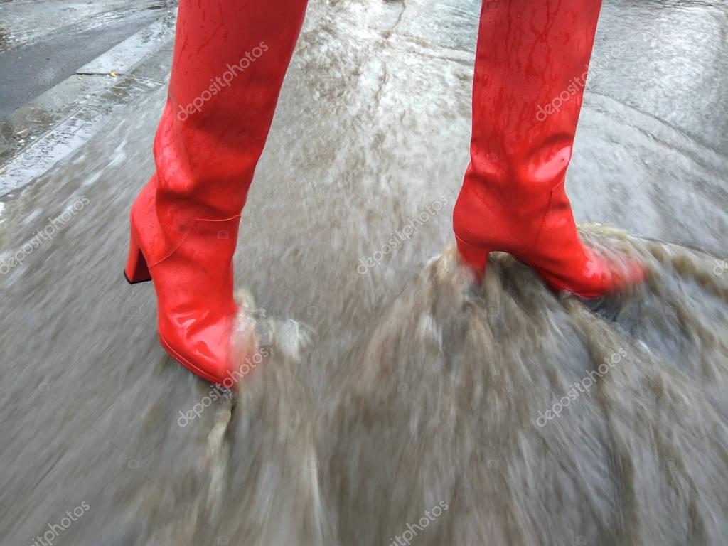 high heel rubber boots