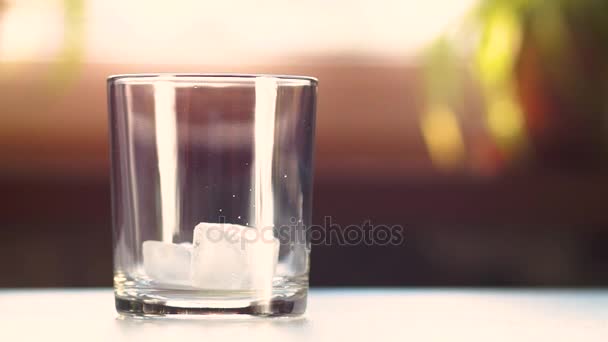 Cola with ice in glass. Soda — Stock Video