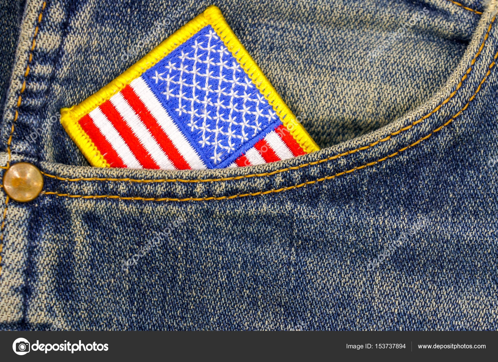jeans with flag on pocket