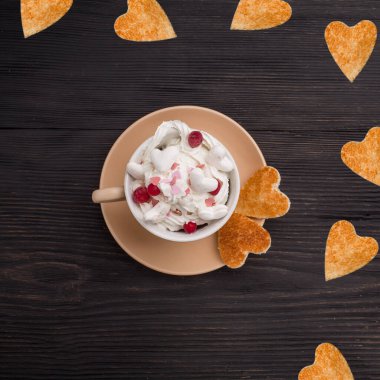  Cup of coffee with decoration -marshmellow, cream