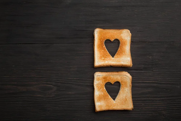 Toast Witn Heart Valentine Concept — 图库照片