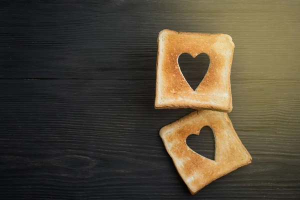Toast Witn Heart Valentine Concept — ストック写真