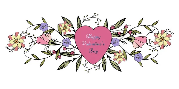 Banner Flowers Hearts Valentines Day Your Design — Stock Vector