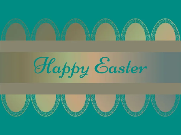 Greeting card happy easter, eggs lettering with gradient — Stock Vector