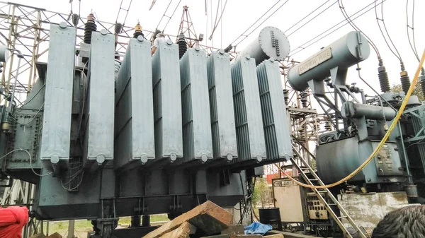 Transformátor Pracuje Roce 2020 Pandžábu Indii Rozvodně Vysokonapěťovém Switchyardu Elektrické — Stock fotografie