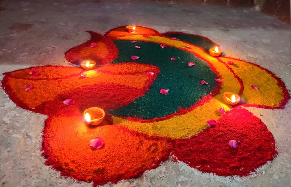 Rangoli Festivalen Indien Som Diwali Holi Och Basant Panchmi — Stockfoto