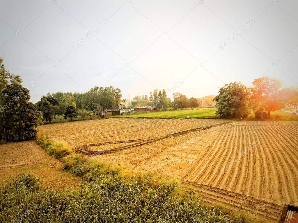 A beautiful farmer village seen of Punjab in india during morning time