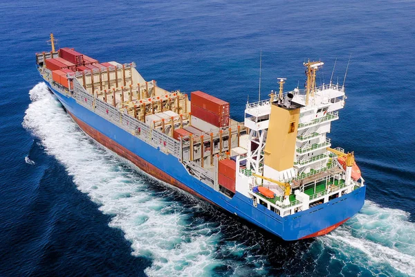 Immagine Aerea Tipo Alimentatore Nave Container Mare — Foto Stock