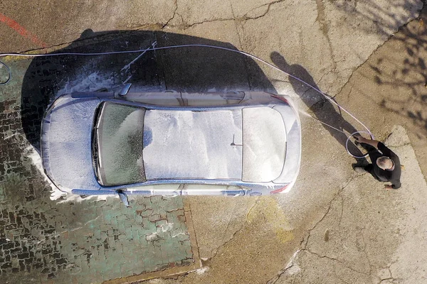 Tel Aviv Israel February 2020 Carwash Scene Top Aerial View — ストック写真