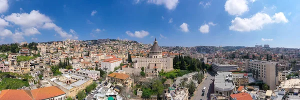 Nazareth, Annunciation Bazilikası 'nın hava görüntüsü..
