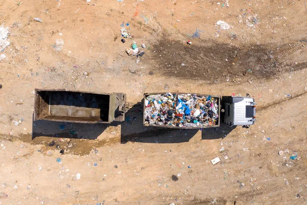Loaded Garbage Truck at a Municipal landfill.