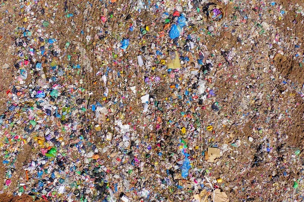 Top down aerial footage of a Municipal Solid waste Landfill. — Stock Photo, Image