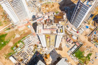 Büyük konut inşaat alanı, hava görüntüsü.