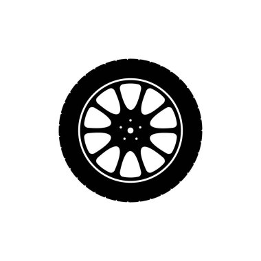 Hafif arkaplanda vektör simgesi araba tekerlekleri.