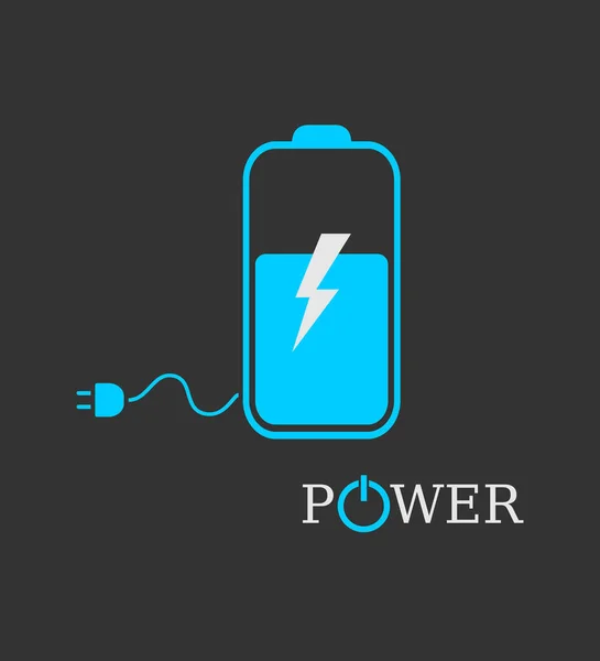 Koyu arkaplandaki şarj edilebilir pilin vektör çizimi.